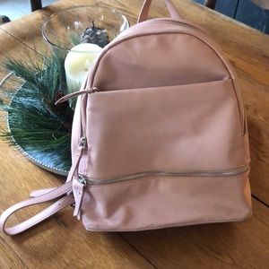 Vegan-Leather Pale Pink Backpack Purse